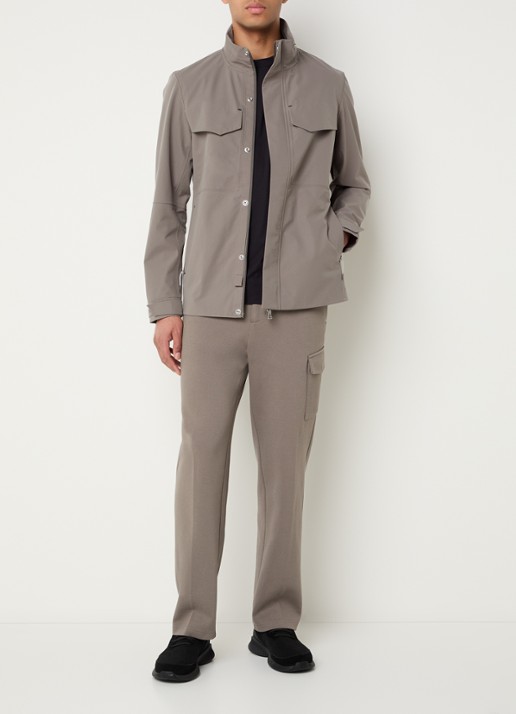 Boggi Milano Softshell jack met opbergbare capuchon en steekzakken - voorkant 3 bronsgroen