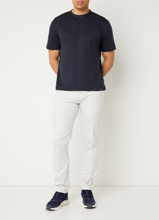 Boggi Milano Straight fit chino met steekzakken - voorkant 3 gebroken wit