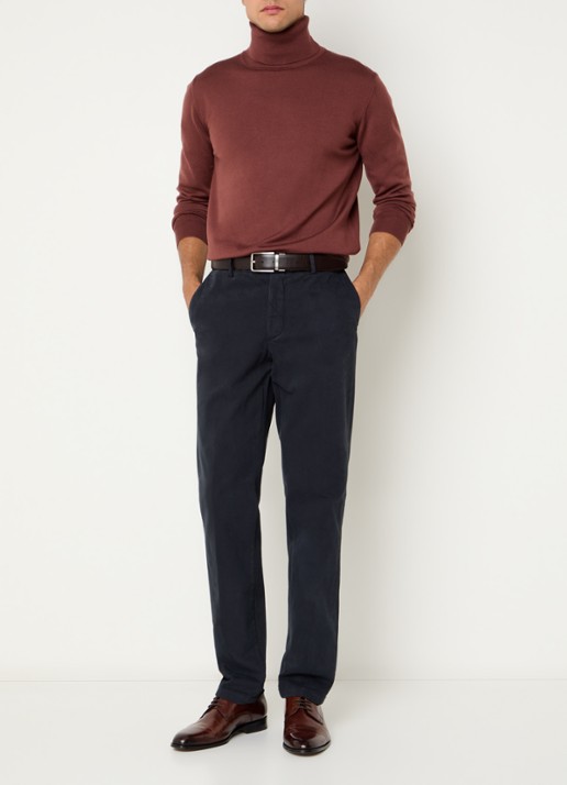 Boggi Milano Straight fit chino met steekzakken - voorkant 4 donkerblauw