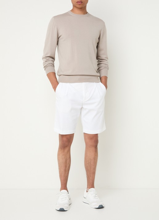 Boggi Milano Straight fit korte broek  met steekzakken - voorkant 3 wit