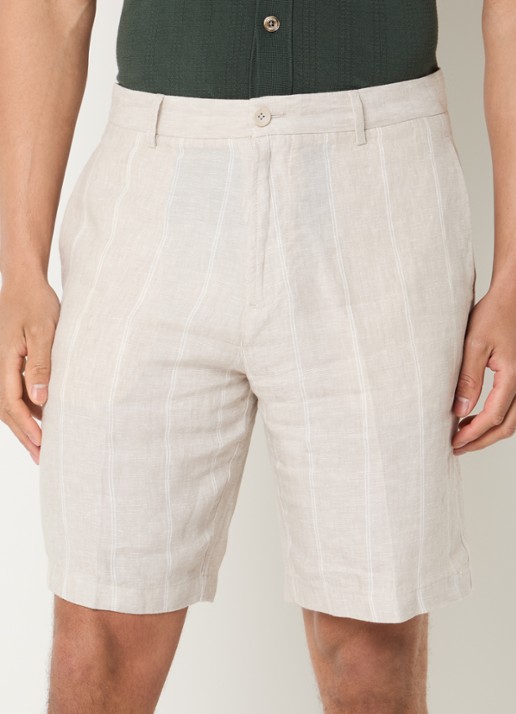 Boggi Milano Straight fit korte broek van linnen met steekzakken