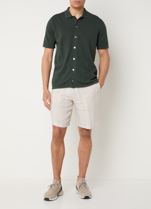 Boggi Milano Straight fit korte broek van linnen met steekzakken - voorkant 3 beige