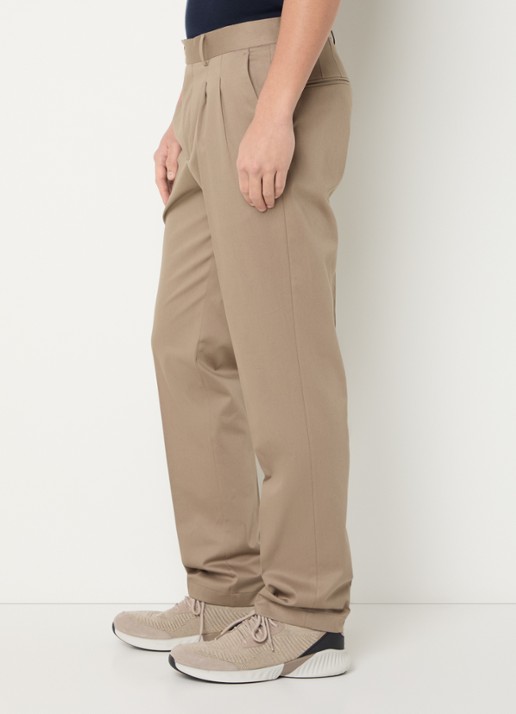 Boggi Milano Straight fit pantalon met persplooi en steekzakken - detail 4 bruin