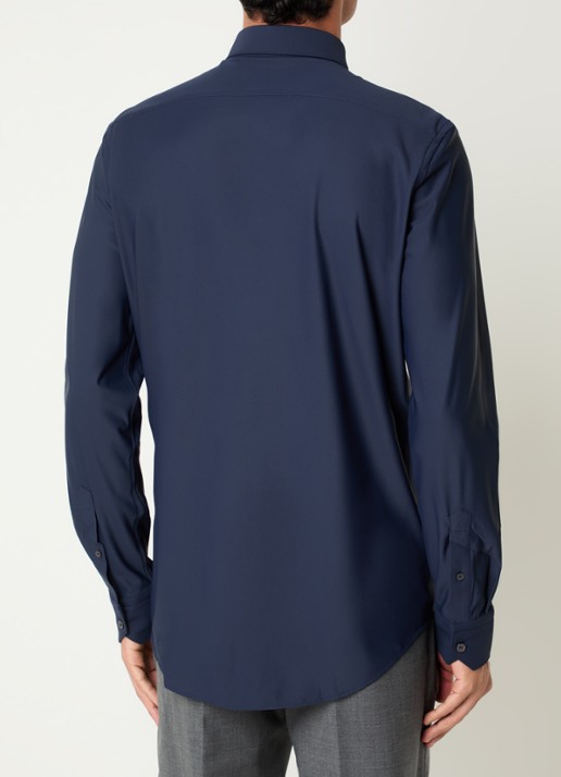 Boggi Milano Strijkvrij regular fit overhemd met stretch - achterkant 4 donkerblauw