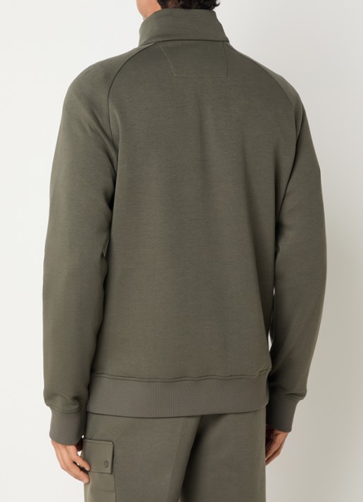 Boggi Milano Sweater met halve rits - achterkant 2 donkergroen