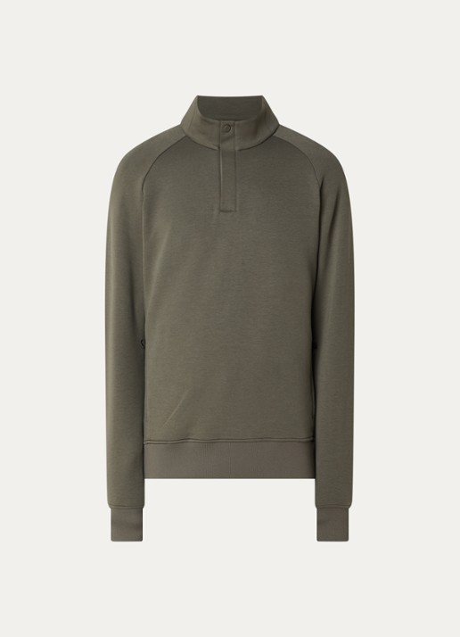 Boggi Milano Sweater met halve rits - voorkant 3 donkergroen