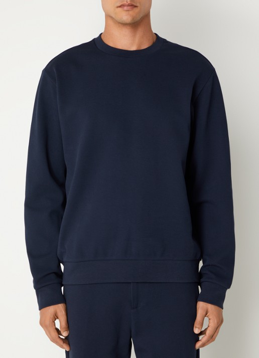 Boggi Milano Sweater met ronde hals - detail donkerblauw