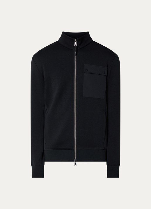 Boggi Milano Sweatvest met borstzak - voorkant 2 zwart