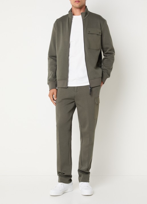 Boggi Milano Sweatvest met borstzak - voorkant 2 bronsgroen