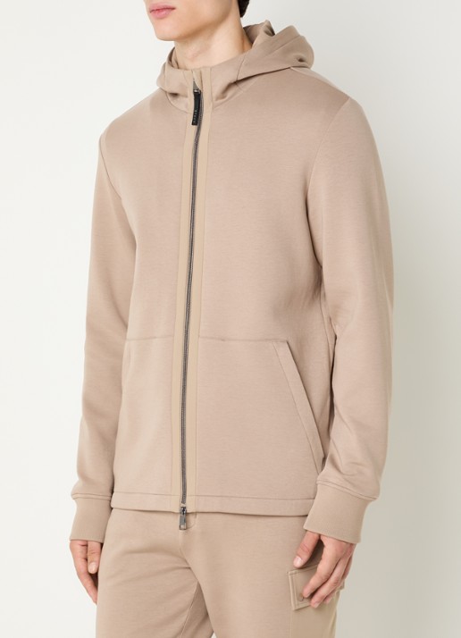 Boggi Milano Sweatvest met capuchon - detail camel