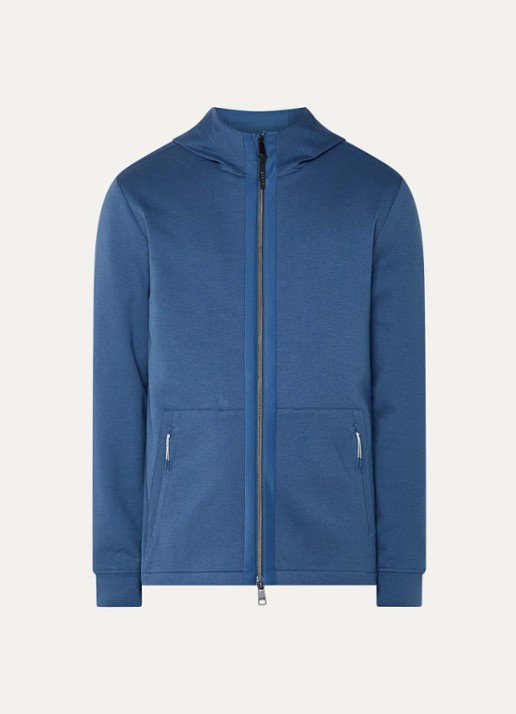Boggi Milano Sweatvest met ritszakken - voorkant 2 staalblauw