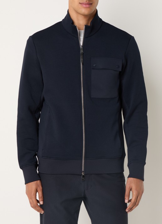 Boggi Milano Sweatvest met ritszakken - detail 4 donkerblauw
