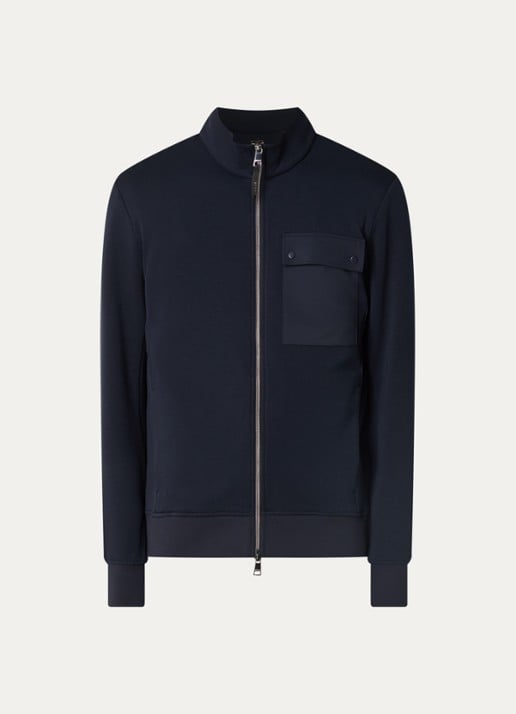 Boggi Milano Sweatvest met ritszakken - voorkant 2 donkerblauw