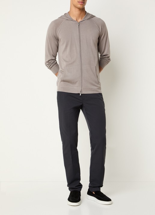 Boggi Milano Sweatvest met steekzakken - voorkant 4 donkerbeige