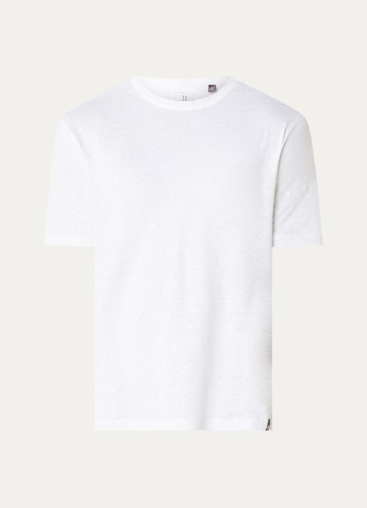 Boggi Milano T-shirt in linnenblend met ronde hals - voorkant 2 wit