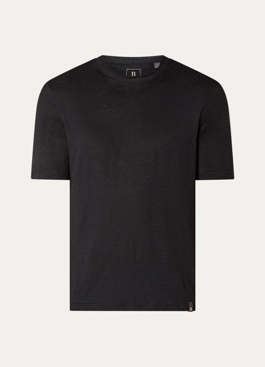 Boggi Milano T-shirt in linnenblend - voorkant 3 antraciet