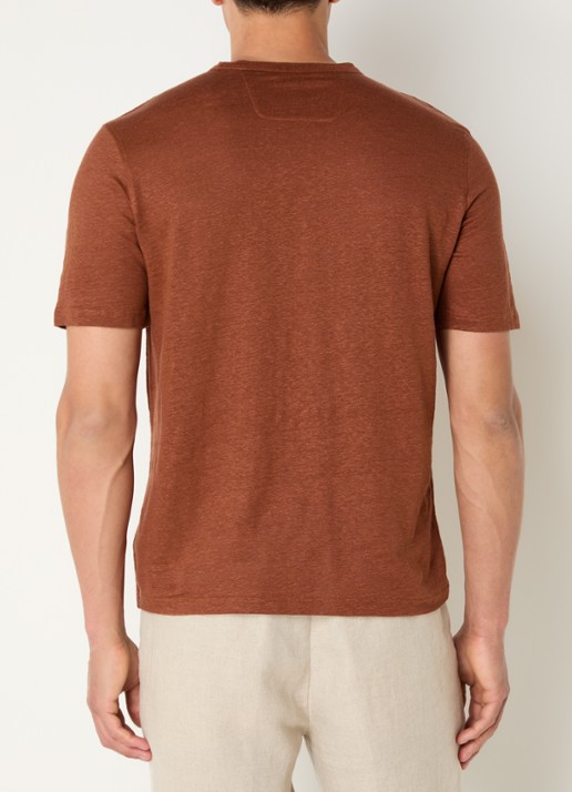 Boggi Milano T-shirt in linnenblend - achterkant 4 oranjebruin