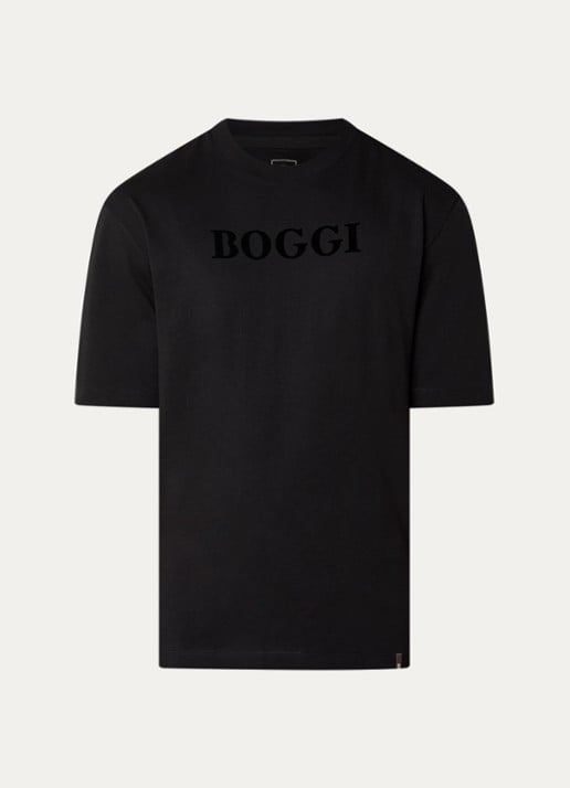 Boggi Milano T-shirt met logoprint - voorkant zwart