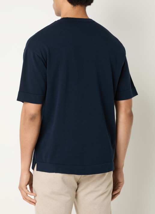 Boggi Milano T-shirt met ronde hals - achterkant donkerblauw