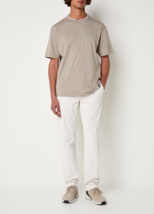 Boggi Milano T-shirt met ronde hals - voorkant 3 donkerbeige