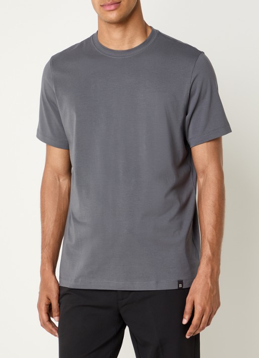 Boggi Milano T-shirt met ronde hals - detail 3 donkergrijs