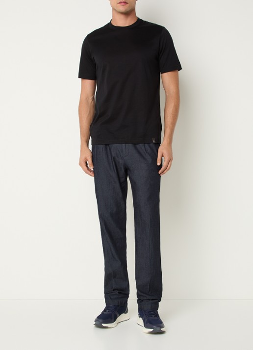 Boggi Milano T-shirt met stretch - voorkant 4 zwart