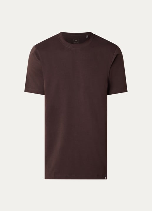 Boggi Milano T-shirt met stretch - voorkant donkerbruin