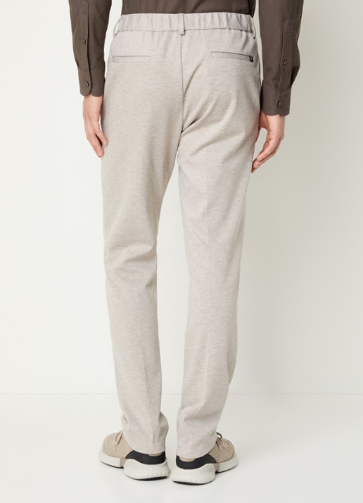 Boggi Milano Tapered fit pantalon met gemêleerd dessin - achterkant 3 zand