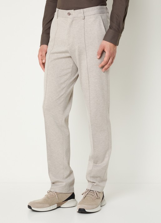 Boggi Milano Tapered fit pantalon met gemêleerd dessin - detail 4 zand