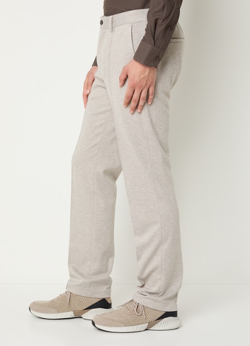 Boggi Milano Tapered fit pantalon met gemêleerd dessin - detail 5 zand