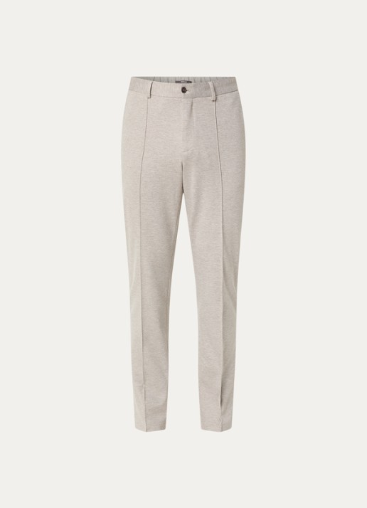 Boggi Milano Tapered fit pantalon met gemêleerd dessin - voorkant zand