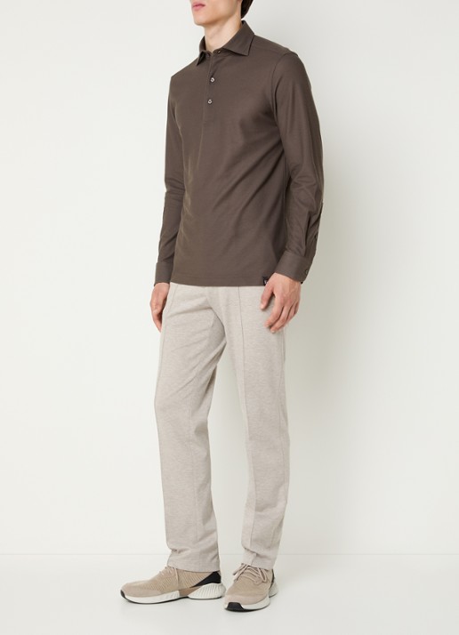 Boggi Milano Tapered fit pantalon met gemêleerd dessin - voorkant 2 zand