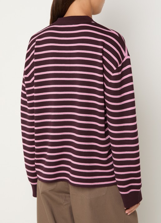 Boii Studios Adanne polo met streepprint - achterkant 3 aubergine