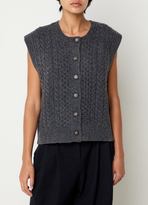 Boii Studios Alice kabelgebreide gilet in wolblend