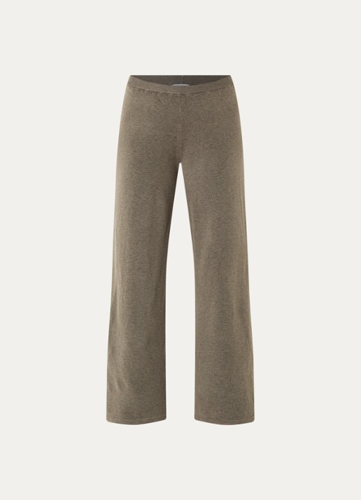 Boii Studios Geifa fijngebreide high waist straight fit broek - voorkant lichtbruin