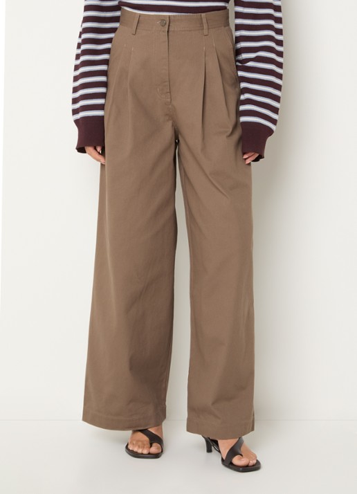 Boii Studios Julie high waist wide fit broek met steekzakken - detail 3 donkerbeige