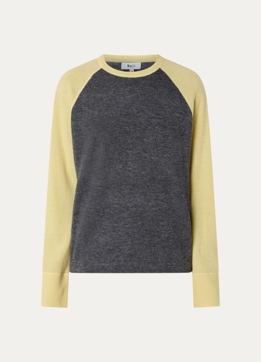 Boii Studios Pullover in wolblend met ronde hals - voorkant donkergrijs