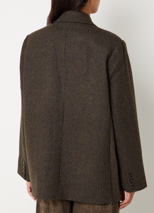 Boii Studios Solve oversized blazer in wolblend - achterkant 2 donkerbruin