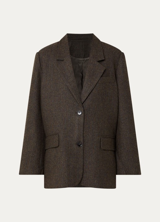 Boii Studios Solve oversized blazer in wolblend - voorkant 3 donkerbruin
