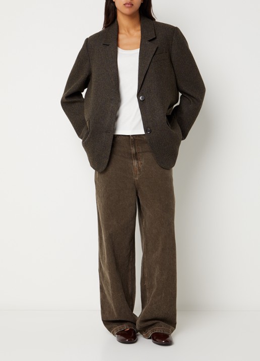 Boii Studios Solve oversized blazer in wolblend - voorkant 4 donkerbruin