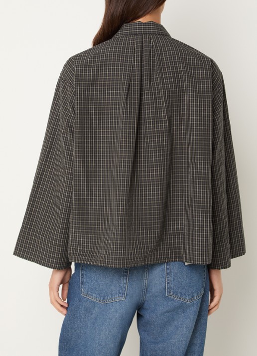 Boii Studios Tinsi blouse met ruitdessin - achterkant 4 donkergroen