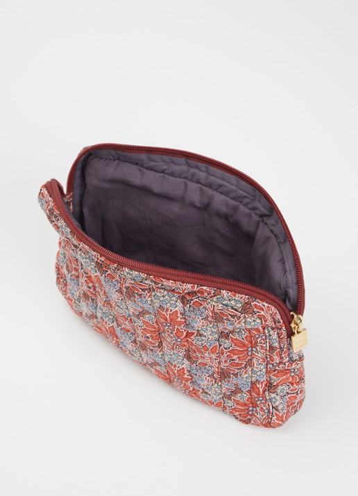 Bon Dep Pouch Small toilettas met bloemenprint - voorkant 2 rood