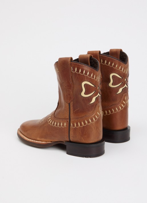 Bootstock Bow cowboylaars van leer - achterkant cognac
