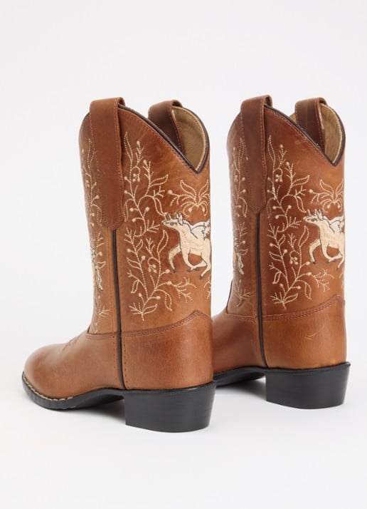Bootstock Unicorn cowboylaars van leer - achterkant cognac