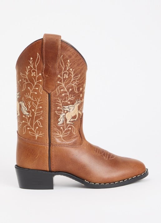 Bootstock Unicorn cowboylaars van leer - voorkant 2 cognac