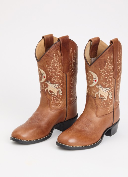 Bootstock Unicorn cowboylaars van leer - voorkant 3 cognac