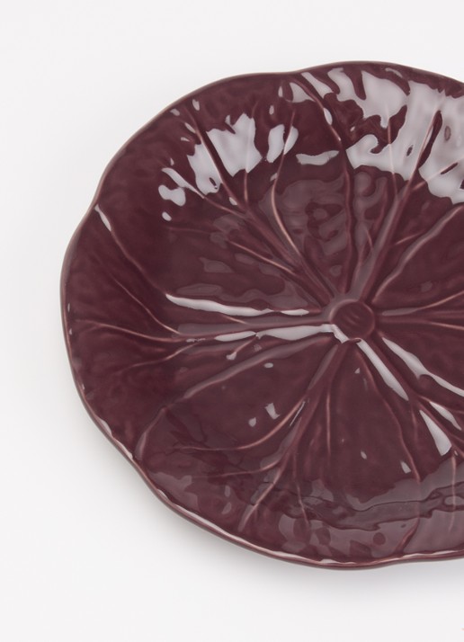 Bordallo Pinheiro Cabbage ontbijtbord 21 cm - detail aubergine