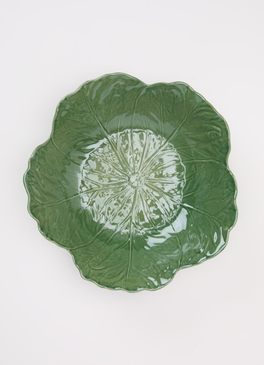 Bordallo Pinheiro Cabbage saladeschaal 28 cm - voorkant 2 donkergroen