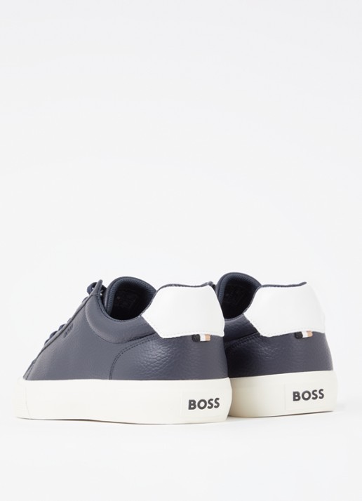 BOSS Aiden sneaker met structuur en logo - achterkant donkerblauw