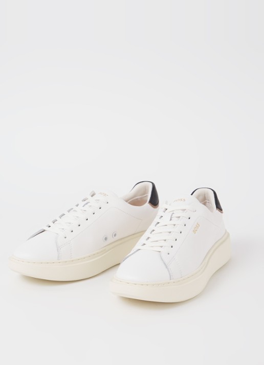 BOSS Amber Runn sneaker van leer - detail 4 gebroken wit